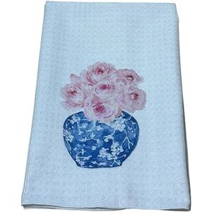 Grandmillennial Style Chinoiserie Kitchen Tea Towel NWT 💙🩷